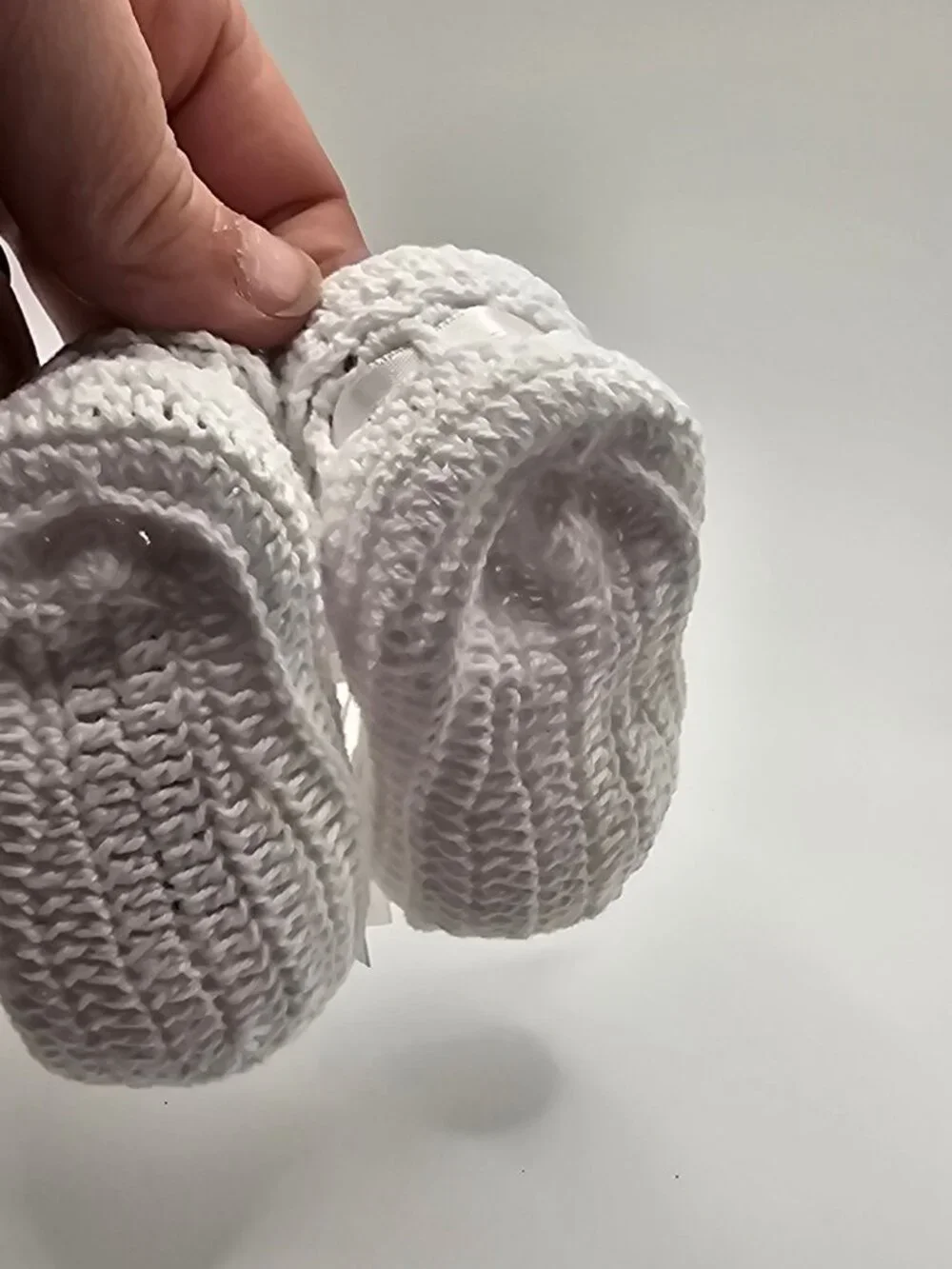 Elegant Baby White Christening Crochet Knit Booties 0-6 Months Gift Box